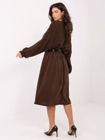 Brązowa spódnica o prążkowanej fakturze RUE PARIS 