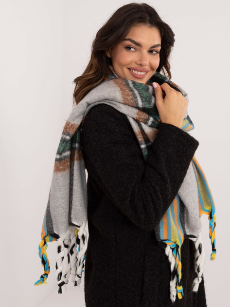 Hurtownia Szary damski szal z frędzlami