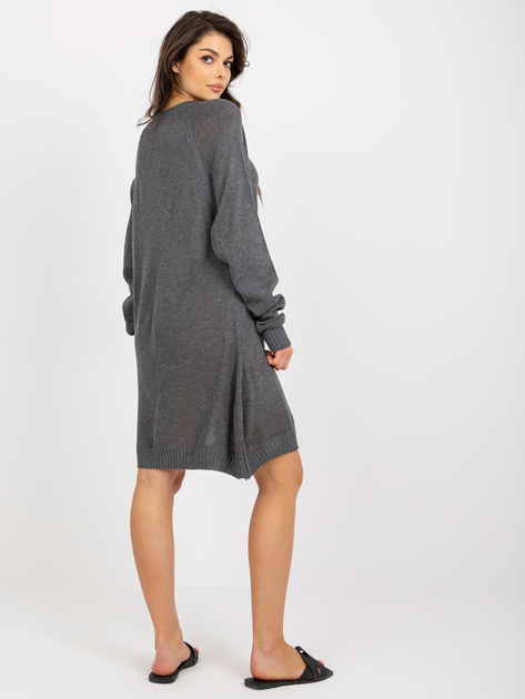 Hurt Ciemnoszara sukienka dzianinowa z długim rękawem