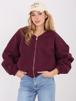 Burgundowa rozpinana bluza z dekoltem V