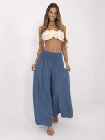 Brudnoniebieskie spodnie z elastycznym marszczeniem
