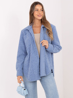 Niebieska koszulowa kurtka z dzianiny boucle RUE PARIS