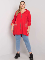 Red Zurich Plus Size Zipper Sweatshirt