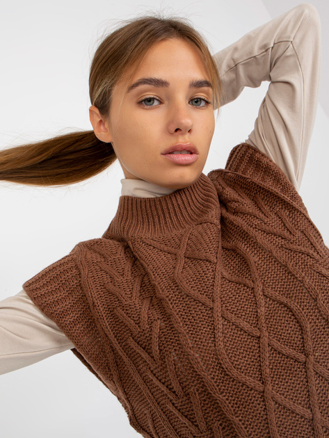 Hurt Brązowa kamizelka dzianinowa z warkoczami SUBLEVEL