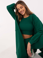 Hurtownia Ciemnozielony dresowy komplet w jednolitym kolorze