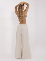 Beżowe letnie spodnie z szeroką gumką 