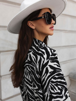 Hurt Ecru-czarny komplet w zebrę z krótką bluzką