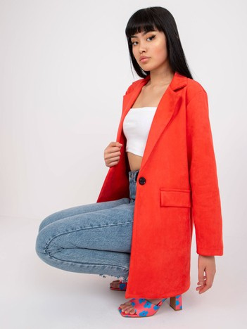 Koralna elegantna blazer iz ekološkega usnja Irmina.