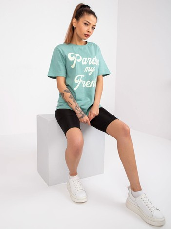 Zielony bawełniany t-shirt na co dzień Jade