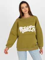 Hurtownia Oliwkowa dresowa bluza bez kaptura oversize 