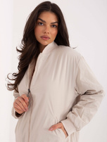 Jasnobeżowa dwustronna kurtka z suwakiem