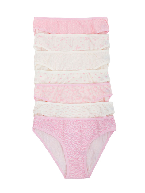 Hurt Ecru-różowe klasyczne majtki damskie 7-pak