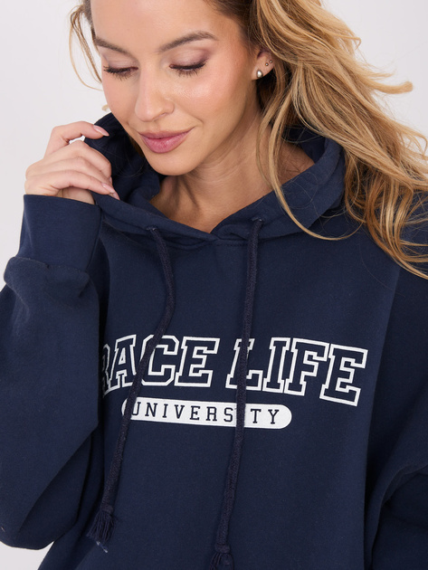 Granatowa damska bluza kangurka z napisem