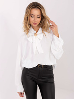 Biała koszulowa bluzka z wiązaniem