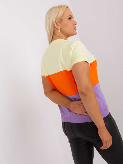 Hurtownia Żółto-fioletowa bluzka plus size w paski