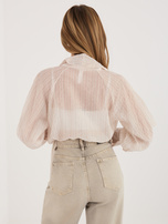 Beżowa rozpinana koszula z wiązaniem