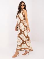 Brązowa maxi sukienka z dekoltem halter