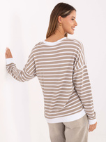 Ciemnobeżowo-biała bluzka oversize z modalu