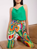 Hurt Zielone damskie spodnie cygaretki z paskiem