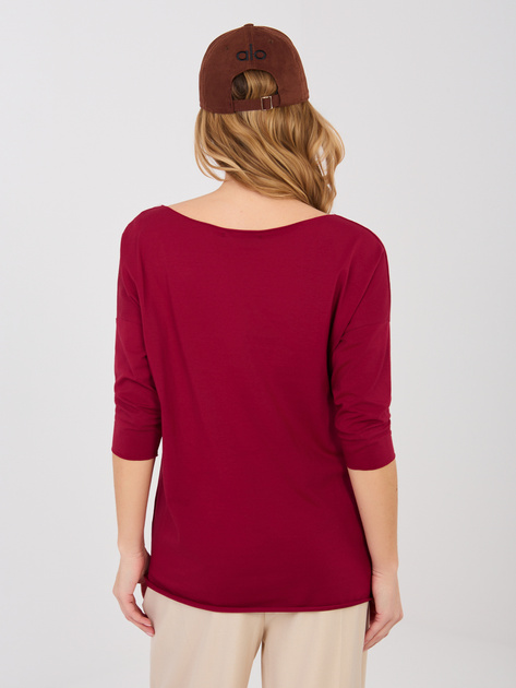 Bordowa damska bluzka basic z rękawem 3/4 RUE PARIS