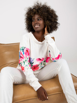 Hurt Biały dwuczęściowy komplet welurowy z nadrukiem RUE PARIS