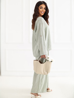 Khaki letnia bluzka z ozdobnym guzikiem