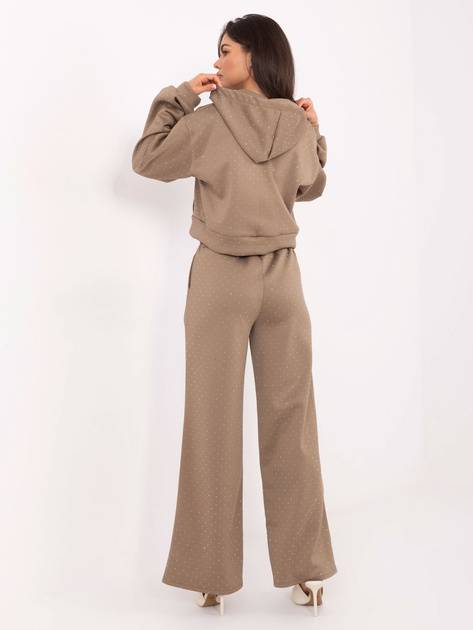 Ciemnobeżowy komplet z bluzą z kapturem RUE PARIS