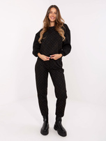 Czarny damski komplet z bluzą bez kaptura