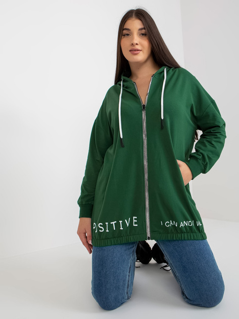 Hurt Ciemnozielona rozpinana bluza plua size z kapturem