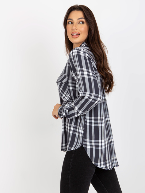 Hurt Ciemnoszara damska koszula w kratę z wiskozy