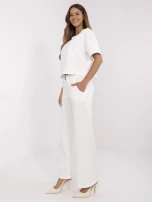 Ecru damski komplet z krótkim rękawem