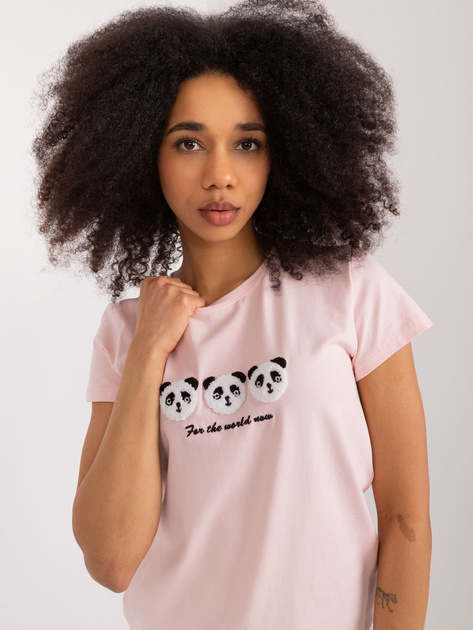 Hurt Jasnoróżowy t-shirt z napisem BASIC FEEL GOOD