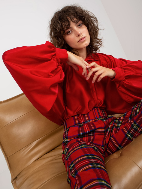 Hurtownia Ciemnoczerwona damska koszula z szerokimi rękawami