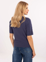 Dunkelblauer klassischer Pullover mit Viskose.