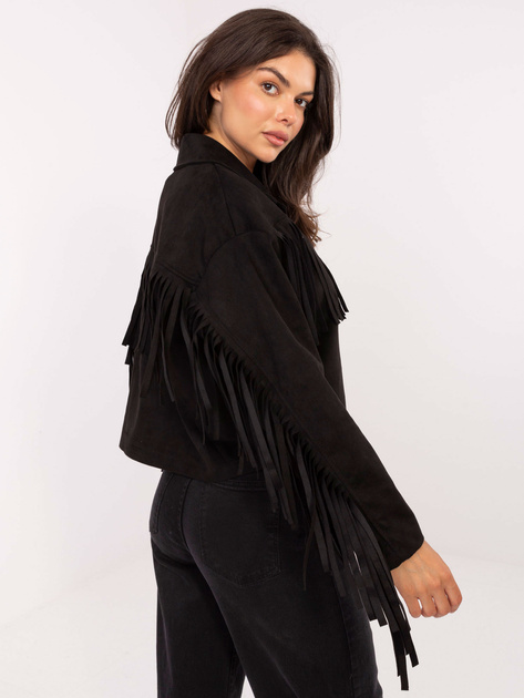 Czarna zamszowa kurtka w stylu westernowym