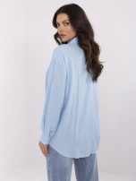 Light blue button-up shirt with a collar.