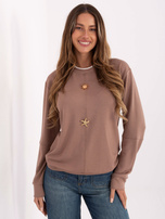 Ciemnobeżowa bluzka z ozdobnymi detalami