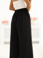 Czarne letnie spodnie z materiałowym paskiem 