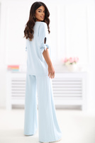 Jasnoniebieski komplet z wiązaniem na rękawach