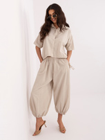 Beżowe sztruksowe spodnie bez zapięcia