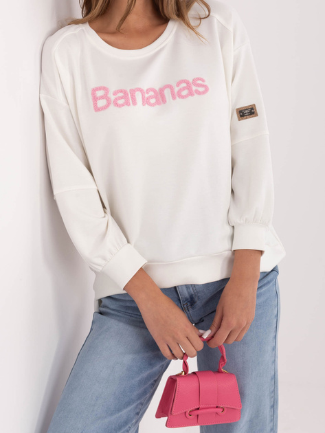 Ecru damska bluza z wypukłym napisem RUE PARIS