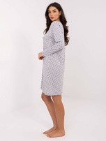 Szara luźna koszula nocna z kokardką z dekoltem V