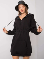 Skyla Black Hooded Sweatshirt Dress