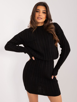 Hurt Czarny dwuczęściowy komplet dzianinowy w warkocze