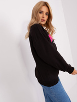 Hurt Czarna dresowa bluza bez kaptura z napisem 