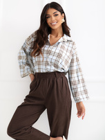 Jasnoniebieska damska koszula oversize w kratę