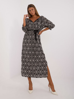 Hurt Czarna prosta sukienka koktajlowa z haftem