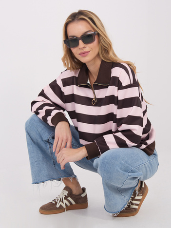 Jasnoróżowa damska bluza oversize w paski