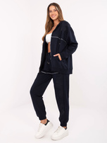 Granatowy damski komplet z rozpinaną bluzą