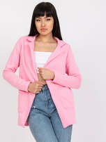 Helle rosa Sweatjacke mit Taschen RUE PARIS.